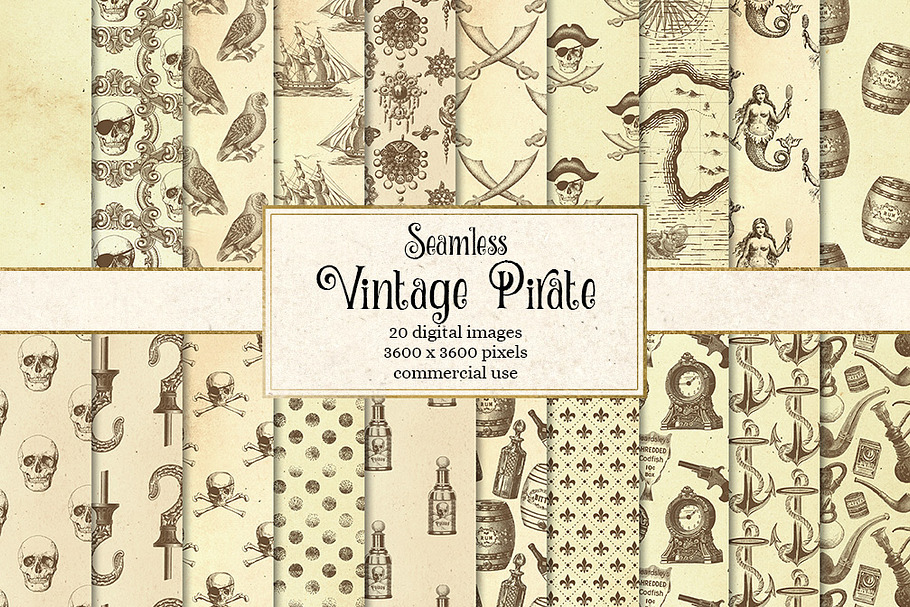 Vintage Pirate Digital Paper in Patterns - product preview 8