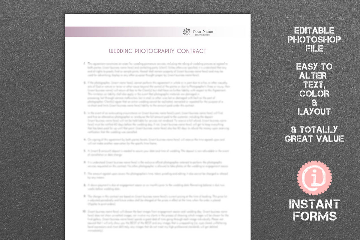 Photography Forms and Contract in Stationery Templates - product preview 8
