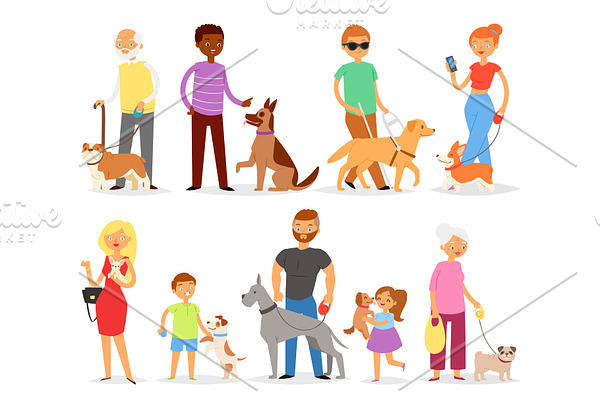 Dog-breeding vector people with pet