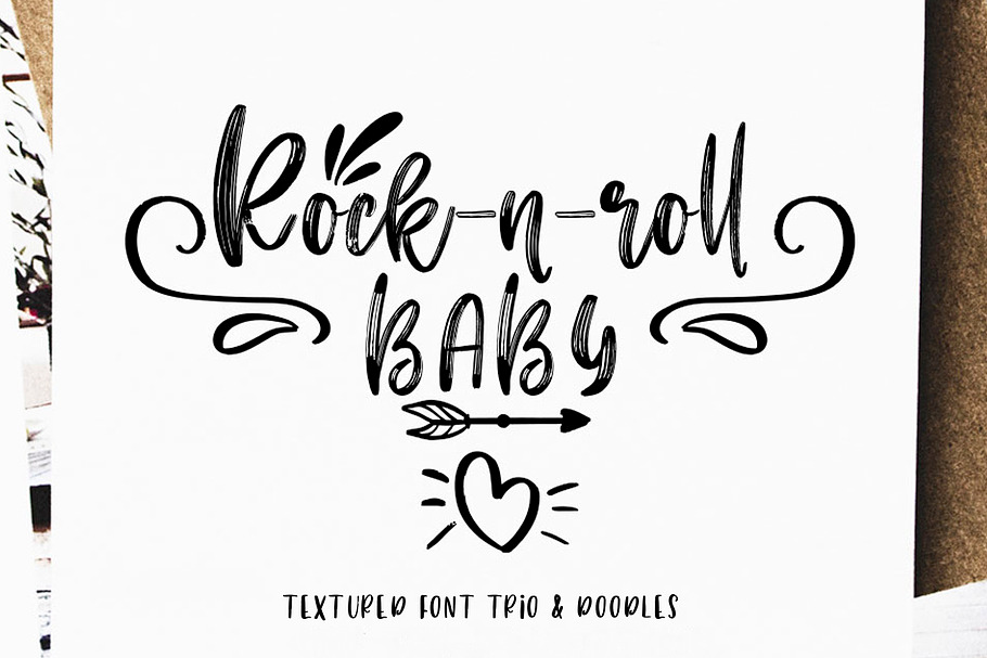 Rock-n-Roll Baby.Font trio+doodles in Script Fonts - product preview 8
