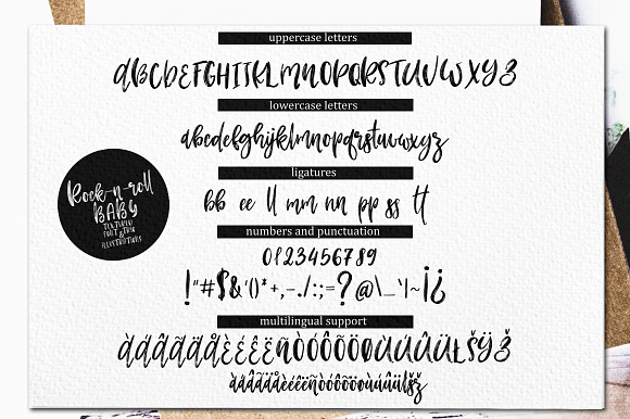 Rock-n-Roll Baby.Font trio+doodles in Script Fonts - product preview 14