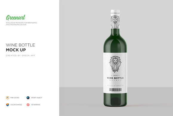 Clear Glass Wine Bottle Mockup in Product Mockups - product preview 1