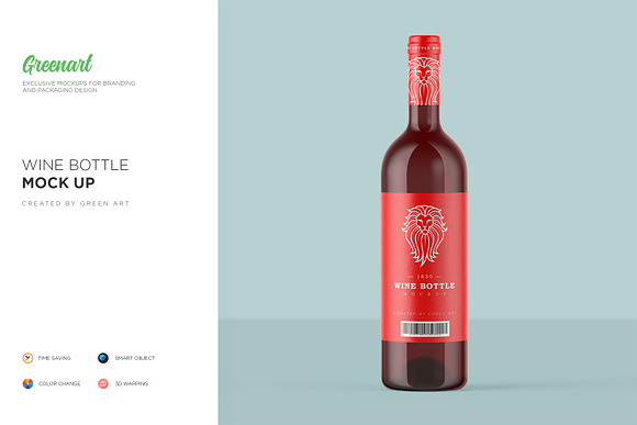 Clear Glass Wine Bottle Mockup in Product Mockups - product preview 2