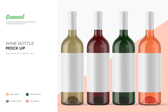 Clear Glass Wine Bottle Mockup in Product Mockups - product preview 4