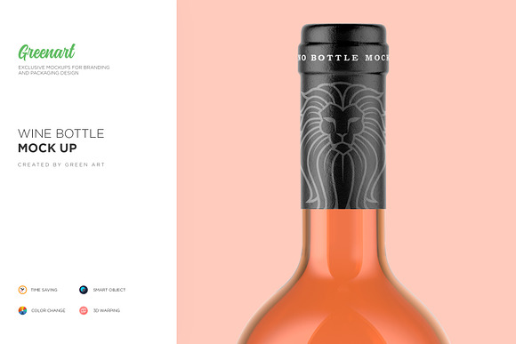 Clear Glass Wine Bottle Mockup in Product Mockups - product preview 5