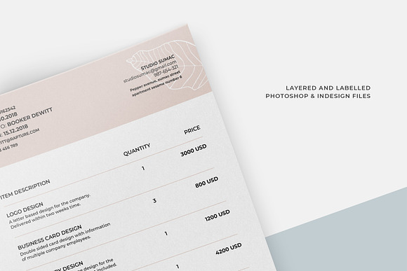 Magnolia Invoice Template in Stationery Templates - product preview 1