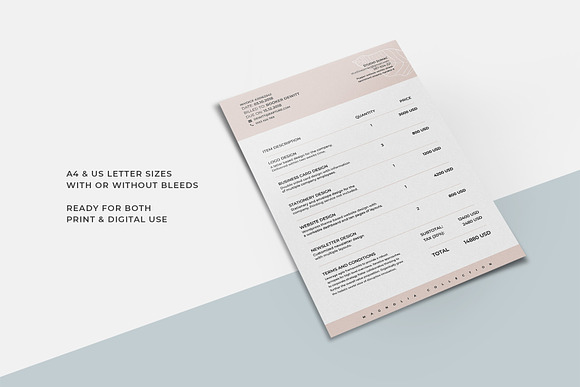 Magnolia Invoice Template in Stationery Templates - product preview 2