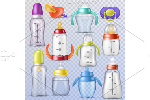 Baby bottle vector kids plastic