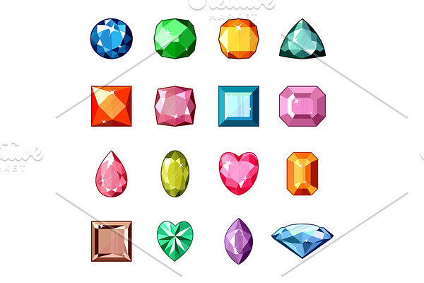 Diamond vector crystal stone and gem