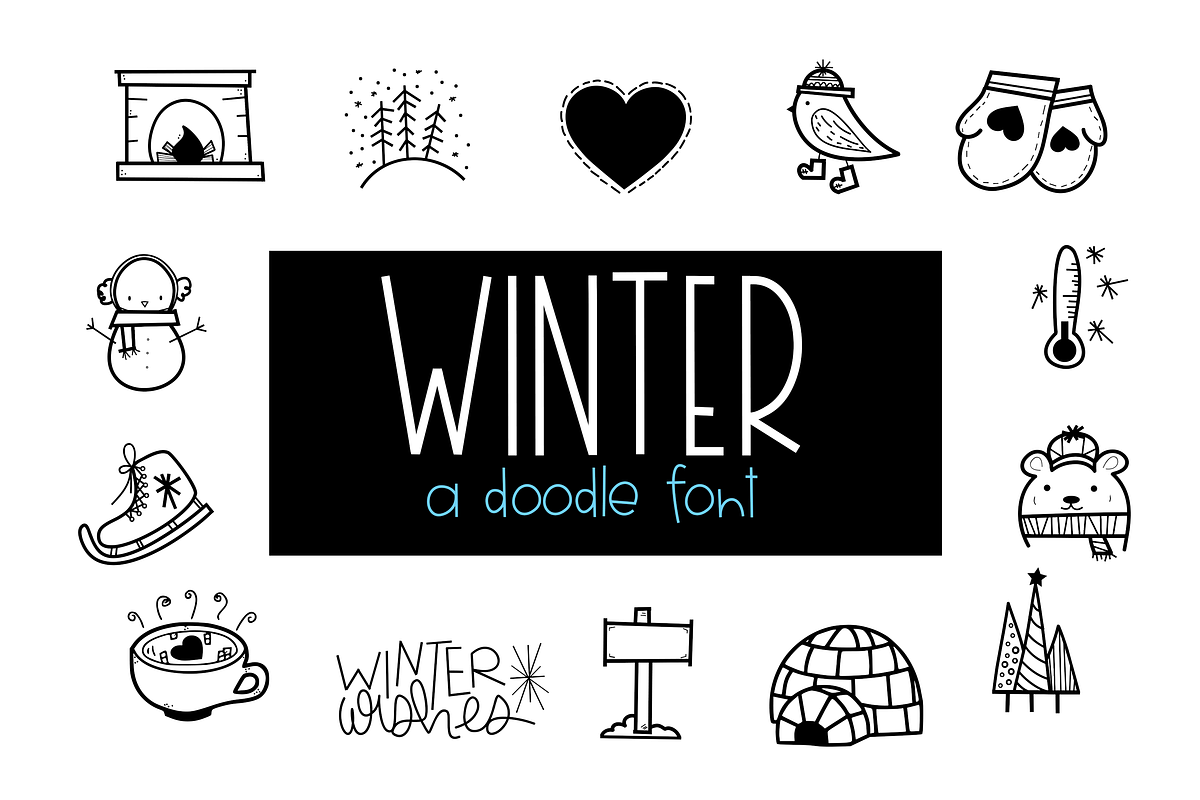 Winter Wishes - A Doodles Font in Display Fonts - product preview 8
