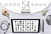 Human body icon set, simple style