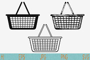 shopping plastic basket svg set png
