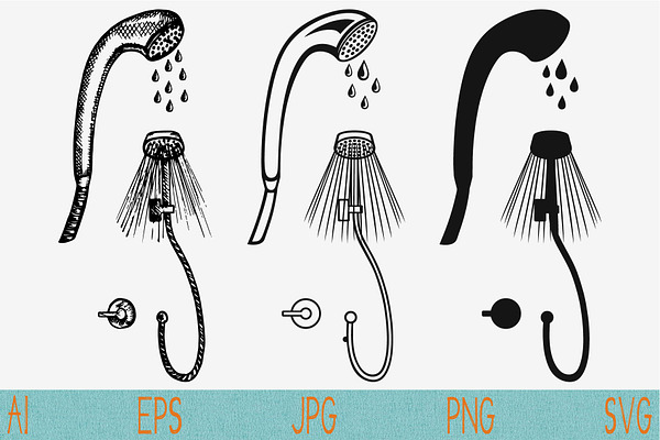 shower head, flowing water svg png 