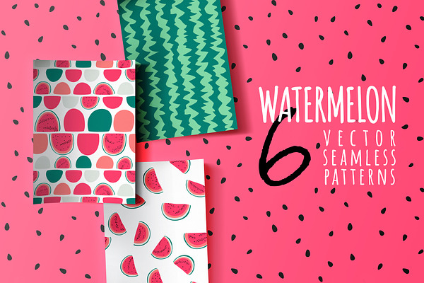 Watermelon vector seamless patterns