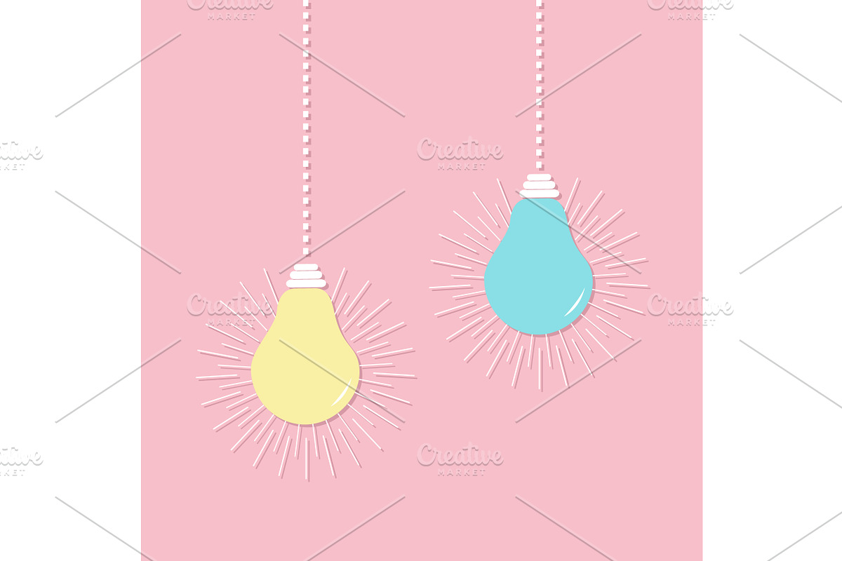 Hanging light bulb icon set.  in Illustrations - product preview 8