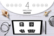 Passport icon set, simple style