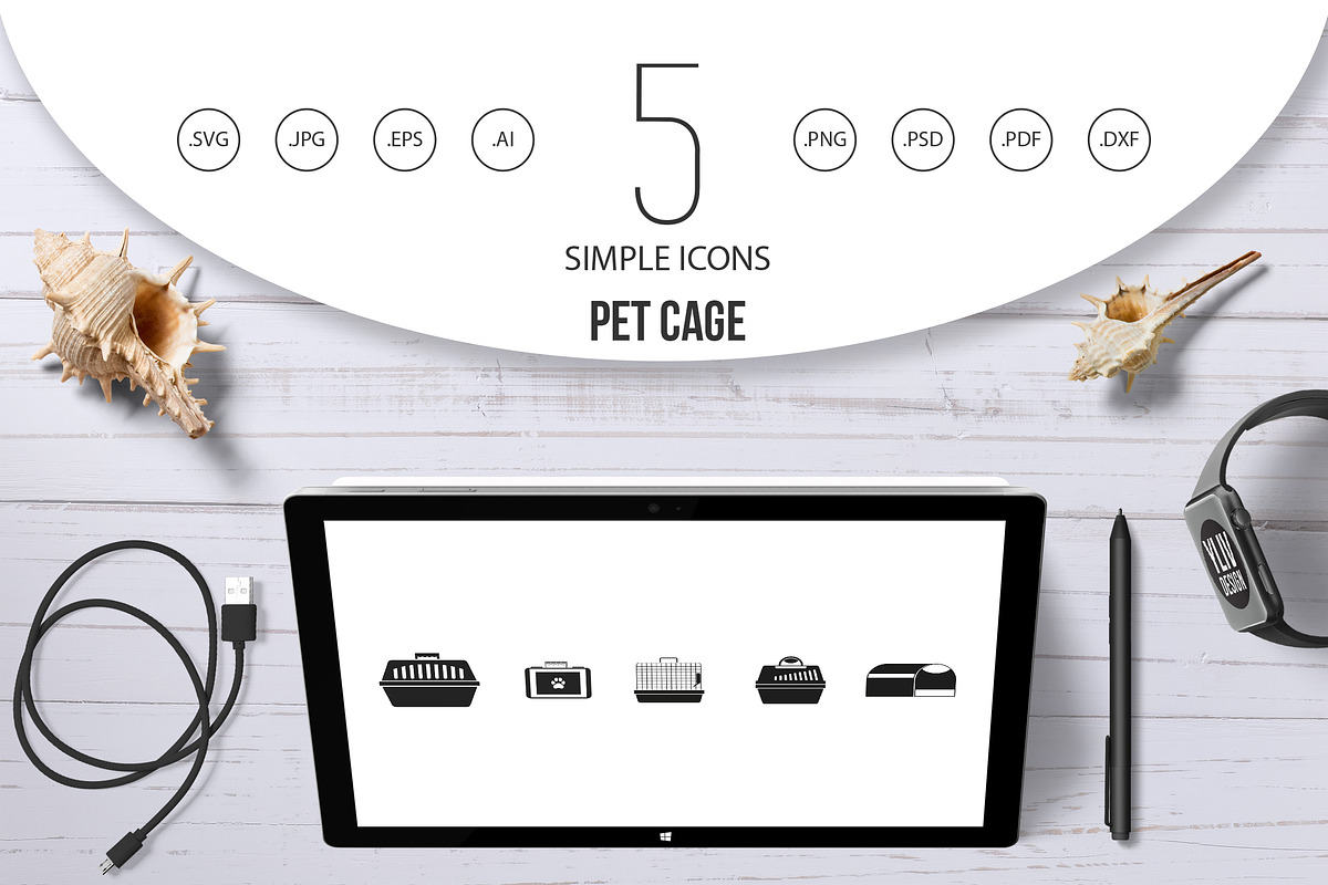 Pet cage icon set, simple style in Graphics - product preview 8