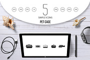 Pet cage icon set, simple style