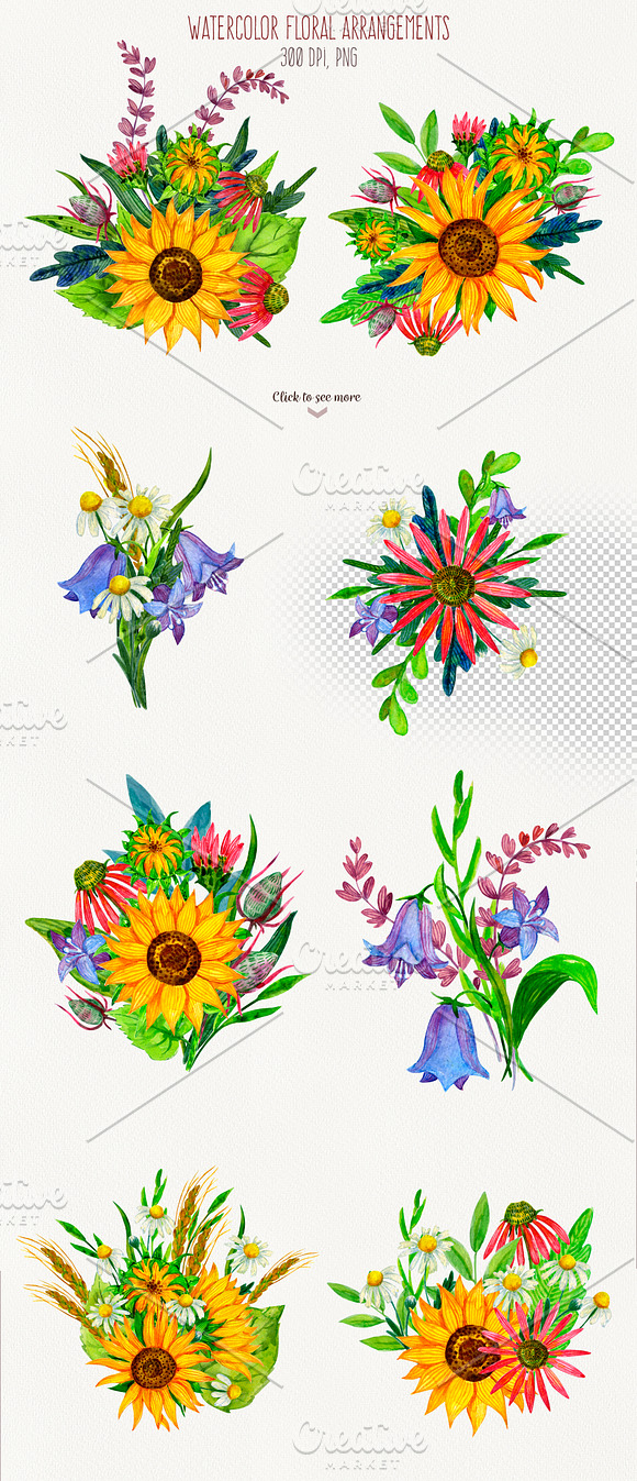 Wildflowers watercolor collection in Illustrations - product preview 4