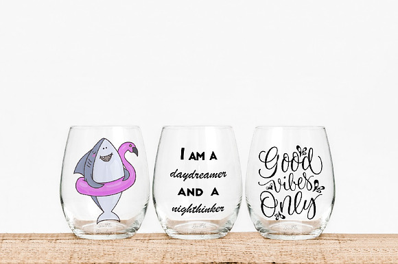 3 Stemless three wine glass mockups in Product Mockups - product preview 2