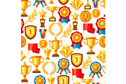Awards and trophy seamless pattern.