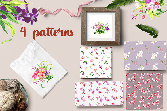 Watercolor Flowers - Orchid in Illustrations - product preview 4