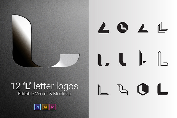 12 L Letter Logos - Vector & Mock-Up