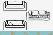 couch svg, sofa pillows set vector 