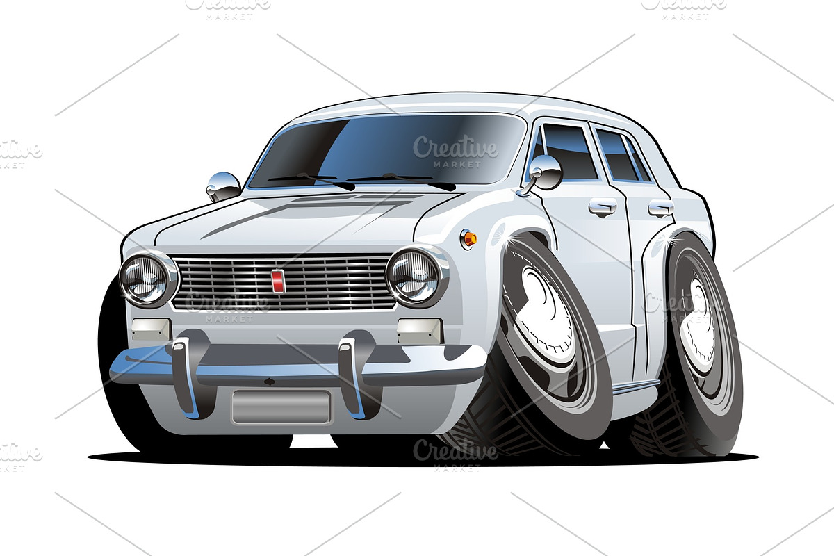 Vector Cartoon retro car in Illustrations - product preview 8
