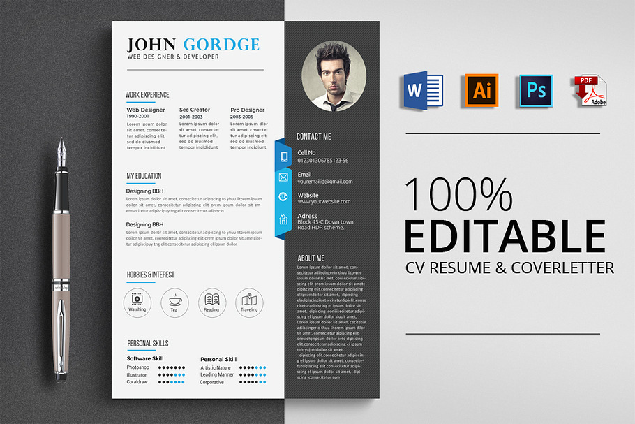 MS Word Format CV Resume in Resume Templates - product preview 8