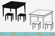 table, chairs set vector svg png 