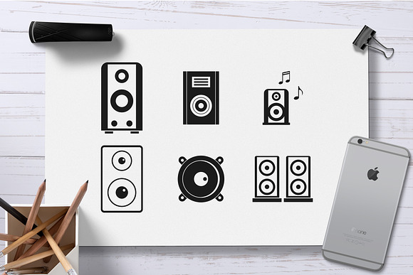 Speaker icon set, simple style in Graphics - product preview 1