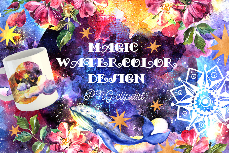 Magic watercolor design in Illustrations - product preview 8