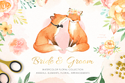 Bride & Groom Watercolor Clipart