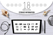 Storage information icon set, simple