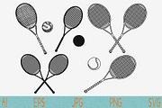 Tennis racket ball svg set vector  