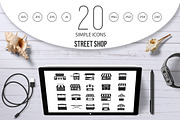 Street shop icon set, simple style