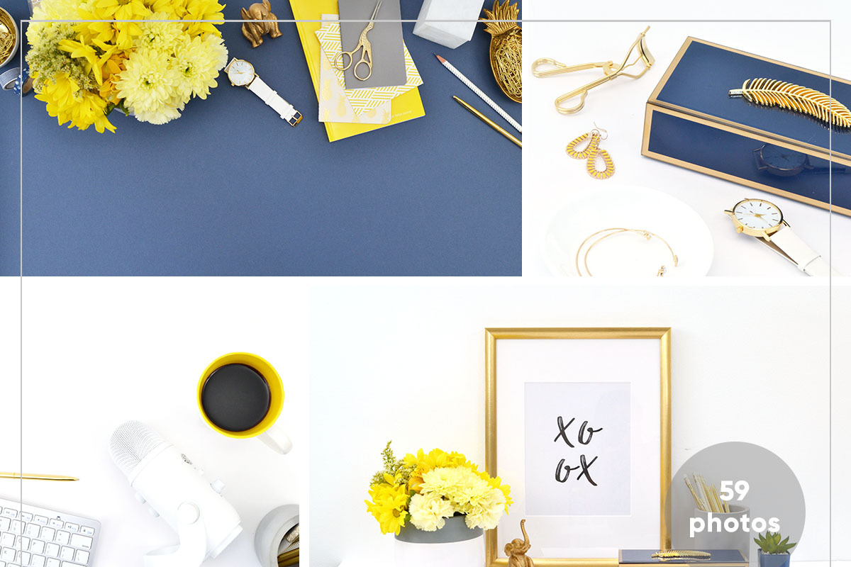 59 Photos, Yellow Blue Floral Bundle in Graphics - product preview 8