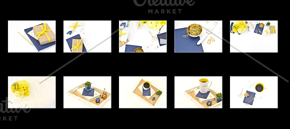 59 Photos, Yellow Blue Floral Bundle in Graphics - product preview 3