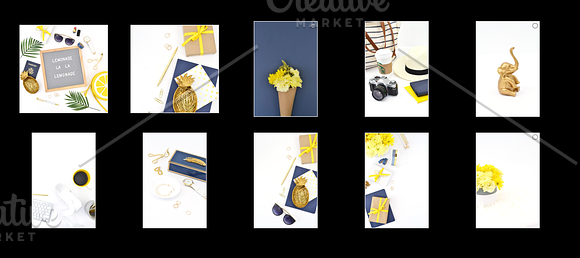 59 Photos, Yellow Blue Floral Bundle in Graphics - product preview 5
