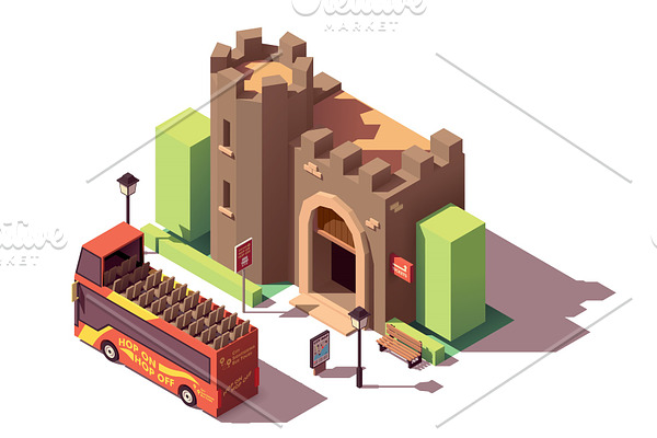 Vector isometric tourist attractions