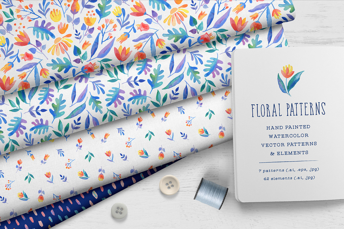 Watercolor Floral Patterns  in Patterns - product preview 8