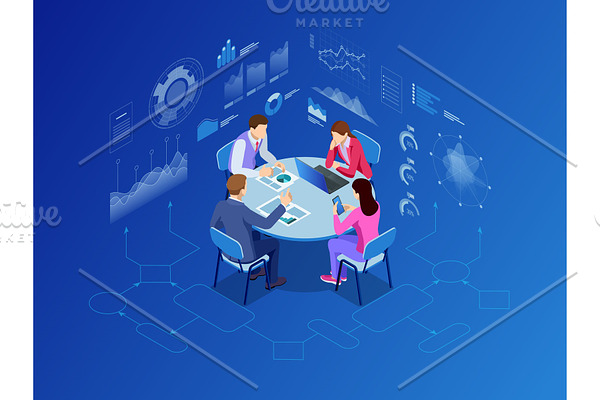 Isometric conference meeting room