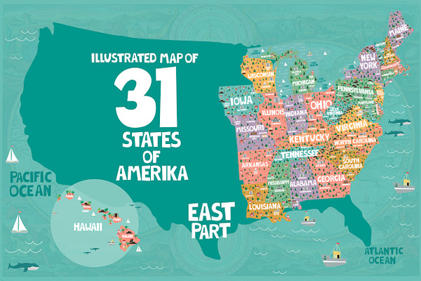 31 illustrated map of USA / part 2