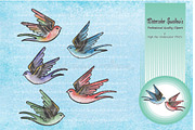 Swallow Birds - Clipart - Watercolor