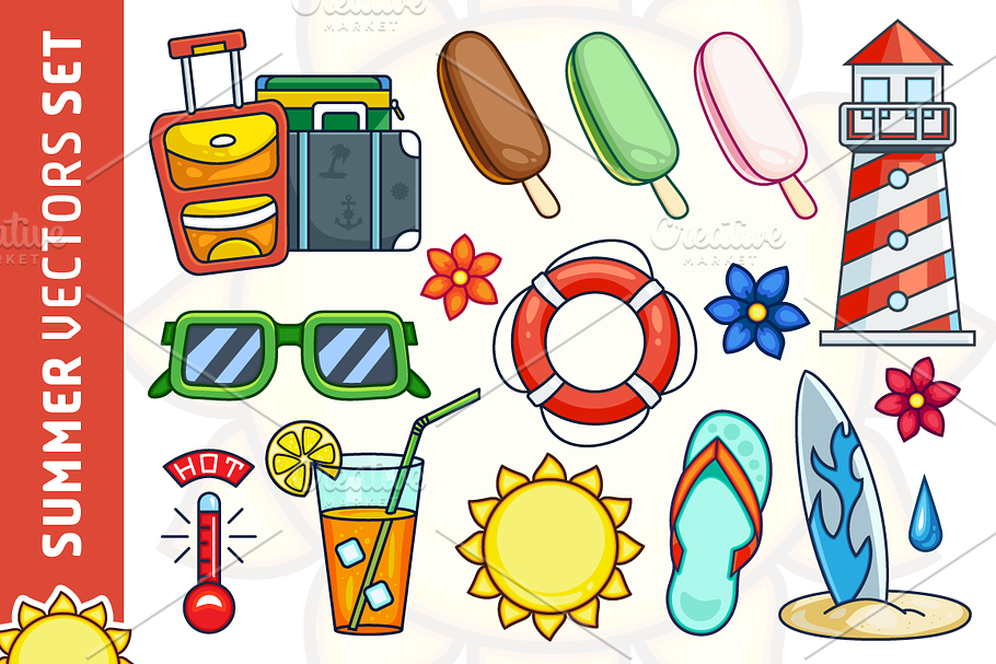 Summer Vector Illustrations Set in Illustrations - product preview 8
