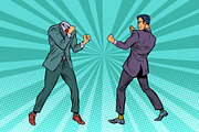 Two men businessman fighting