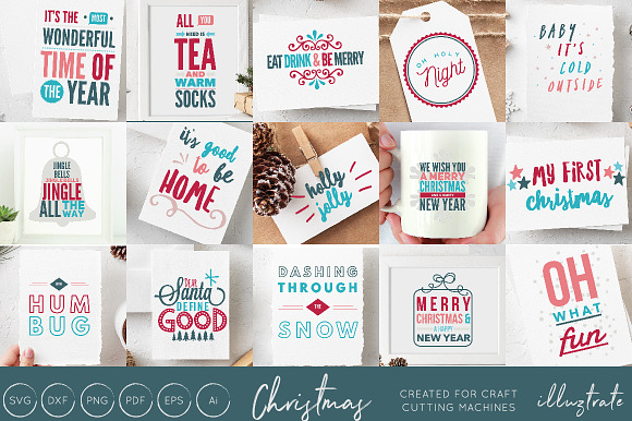 Christmas Typography Bundle in Illustrations - product preview 1