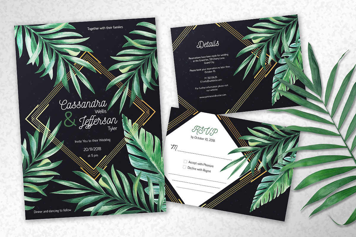 Tropical Midnight Wedding Suite in Wedding Templates - product preview 8