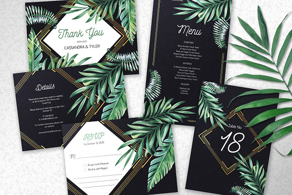 Tropical Midnight Wedding Suite in Wedding Templates - product preview 3